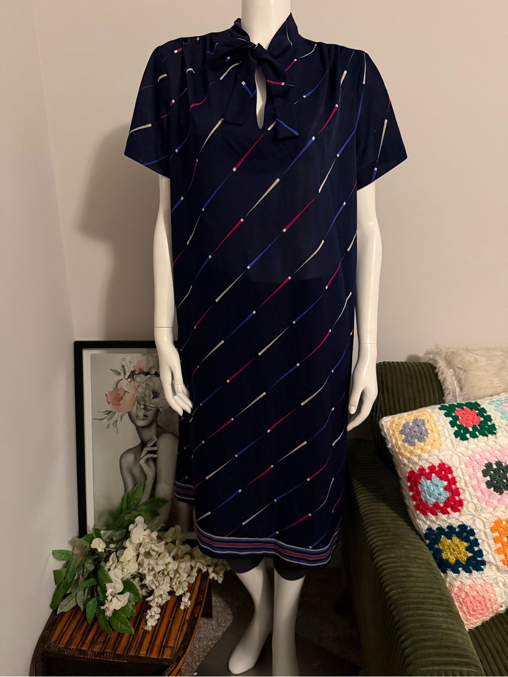 Sears Vintage 1970's Abstract Colorful Cigarette Sheath Dress